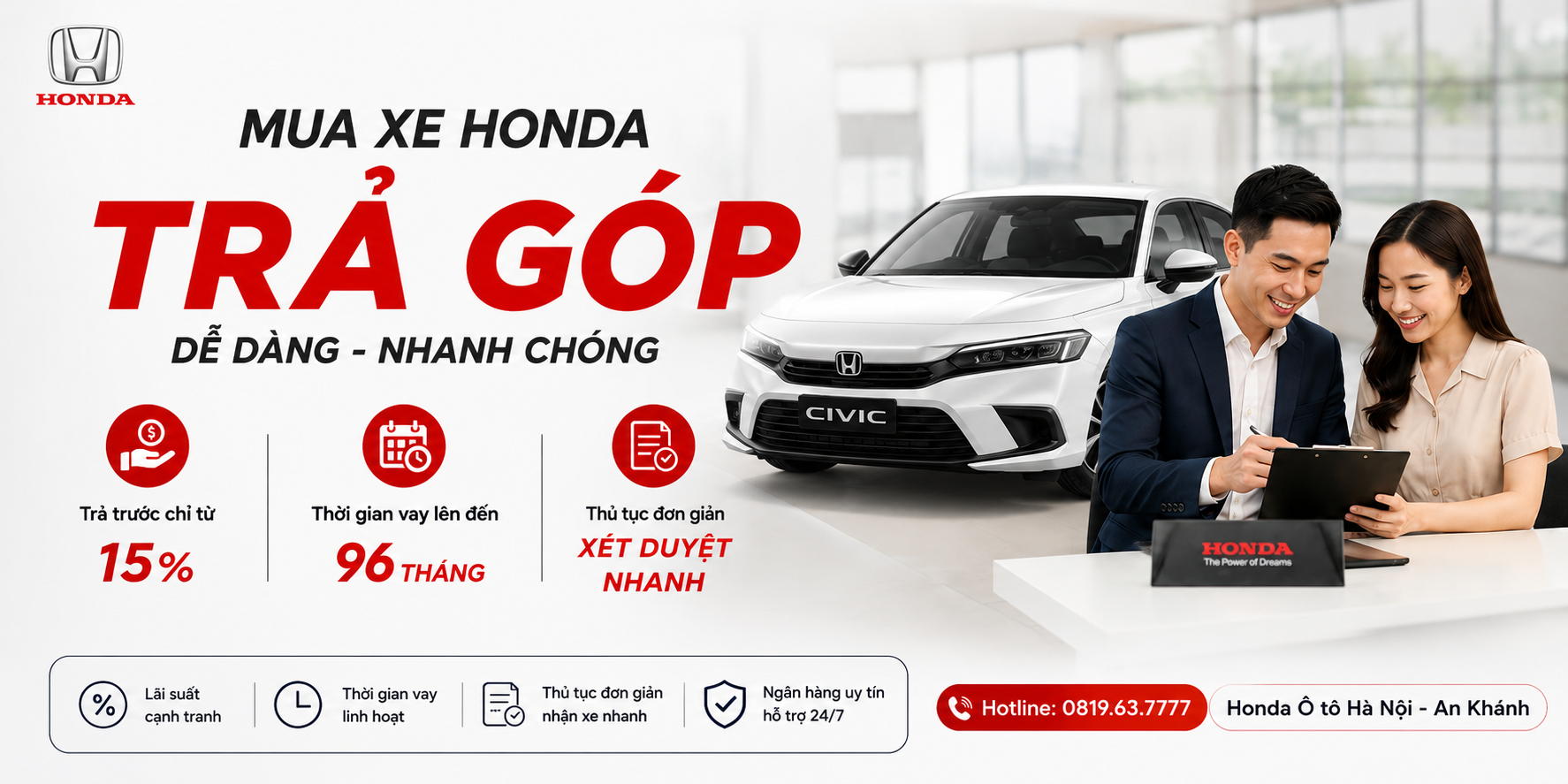 THỦ TỤC MUA XE Ô TÔ HONDA TRẢ GÓP MỚI NHẤT 2026