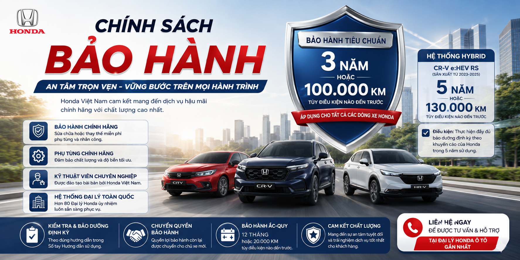 CHÍNH SÁCH BẢO HÀNH XE Ô TÔ HONDA