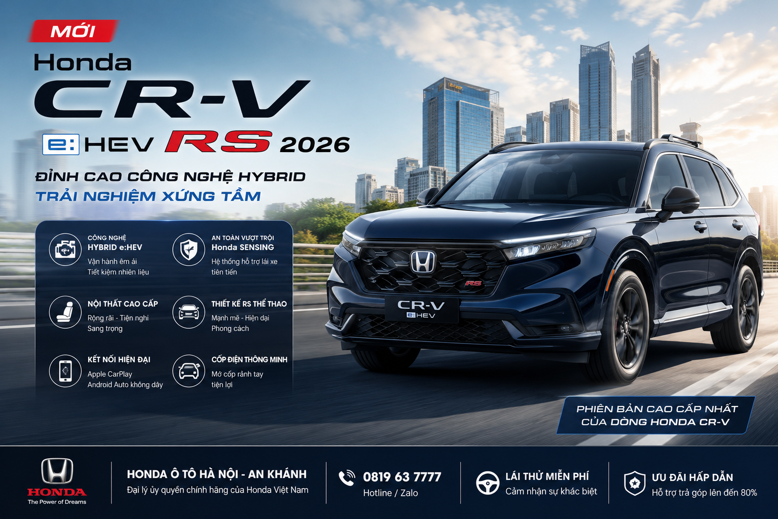 Honda CR-V e:HEV RS 2026: Đánh giá chi tiết phiên bản Hybrid cao cấp nhất của Honda